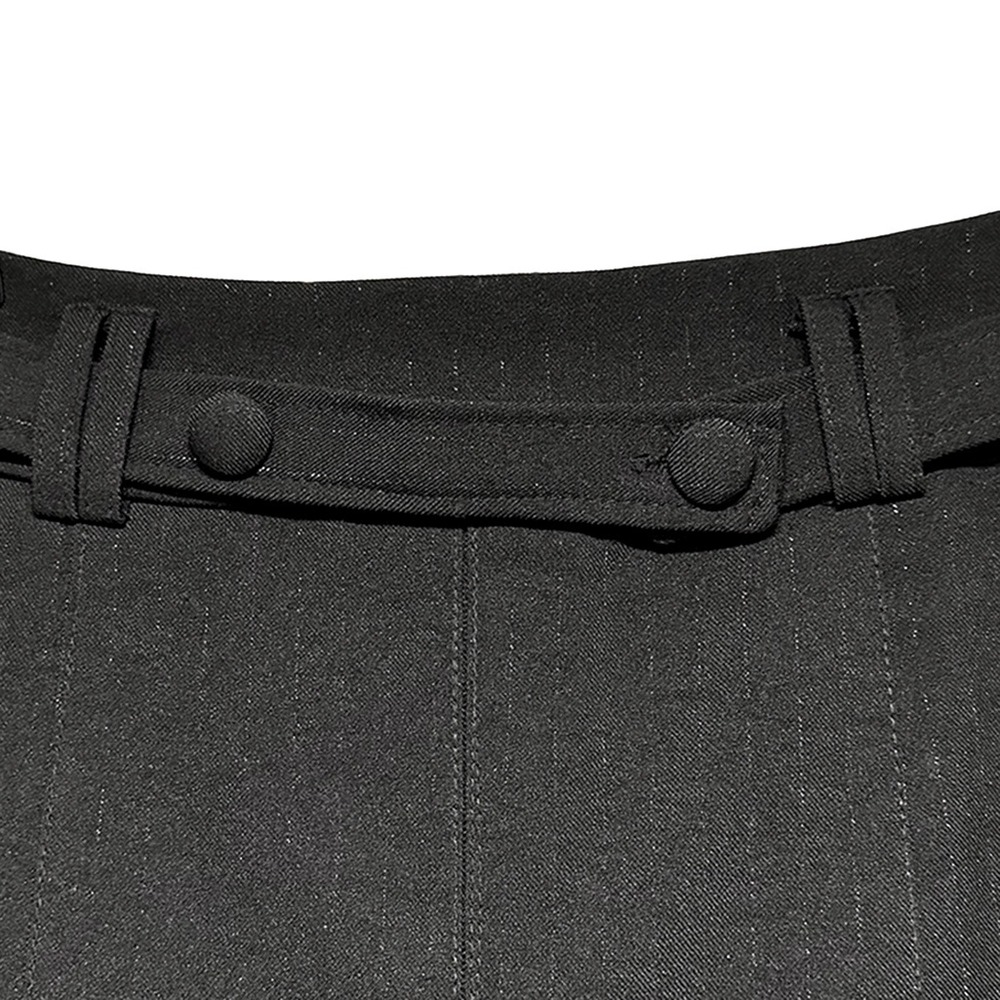 WILSON WEN Vintage Front Pleated Pinstripe Mini Skirt • Large • black,‎ silver - Picture 2 of 6